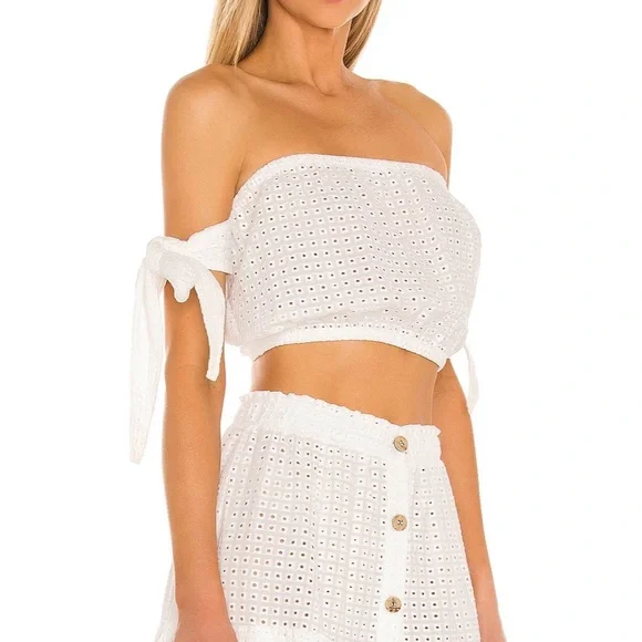 NWT off the shoulder Eyelet Blouse in Ecru, M - Picture 4 of 4